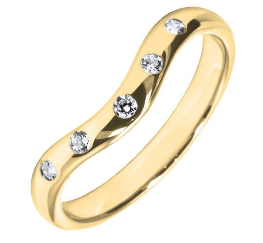 2.5mm Curved Shaped Wedding Ring - 0.10ct Diamond | W273